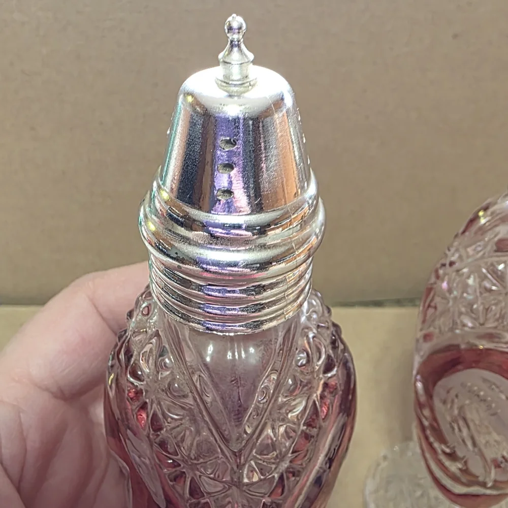 Vtg Hofbauer Byrdes Crystal Salt Pepper Set #210